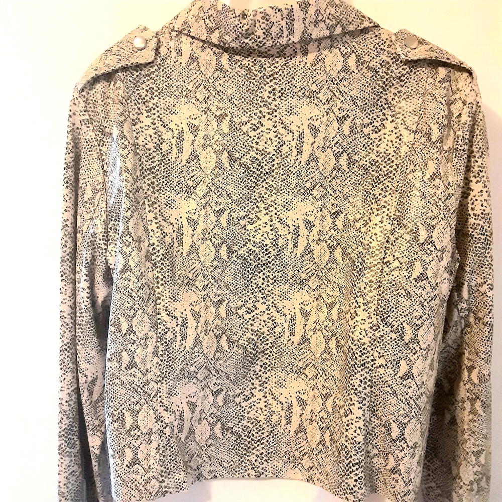 Who's There Python Print Moto Military Jacket Size Large NWOT - Picture 4 of 15